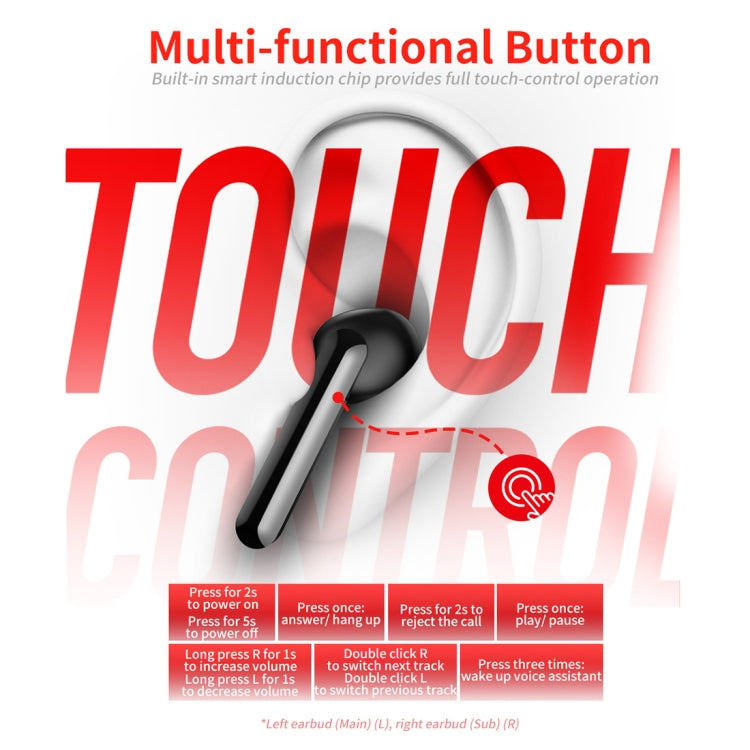 ROCK EB71 TWS Bluetooth 5.0 IPX4 Waterproof Wireless Stereo Bluetooth Earphone