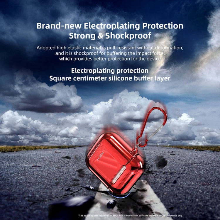 ROCK RPC1483 Universal TPU Dust-proof Anti-fingerprint Electroplating Wireless Bluetooth Earphone Protective Case for Apple AirPods 1 / 2(Silver)