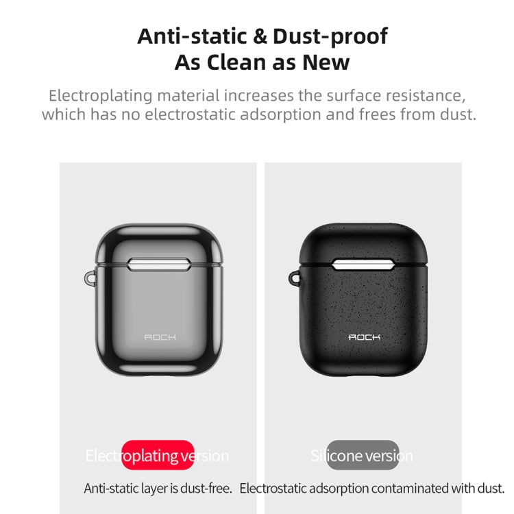 ROCK RPC1483 Universal TPU Dust-proof Anti-fingerprint Electroplating Wireless Bluetooth Earphone Protective Case for Apple AirPods 1 / 2(Silver)