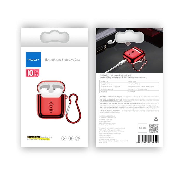 ROCK RPC1483 Universal TPU Dust-proof Anti-fingerprint Electroplating Wireless Bluetooth Earphone Protective Case for Apple AirPods 1 / 2(Silver)