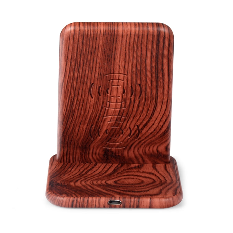 G22-2 QI Standard Vertical Wood Wireless Fast Charger for Galaxy S7/S8 (Dark Brown)