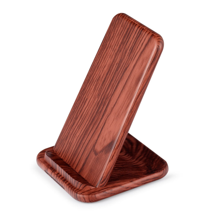 G22-2 QI Standard Vertical Wood Wireless Fast Charger for Galaxy S7/S8 (Dark Brown)