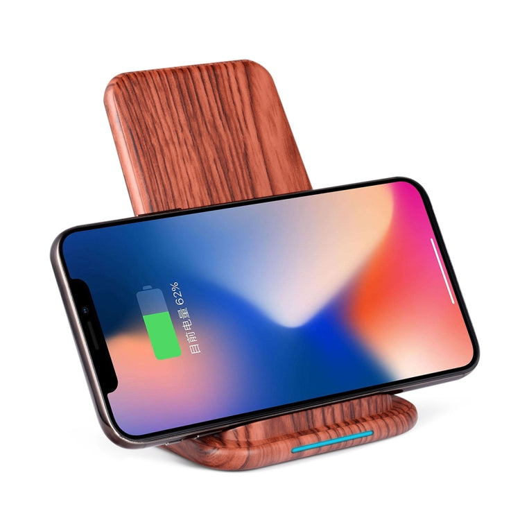G22-2 QI Standard Vertical Wood Wireless Fast Charger for Galaxy S7/S8 (Dark Brown)