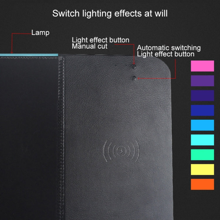 QI Standard Lighting Wireless Charger Thickening Computer Mouse Pad, Size: 79x30x0.7cm