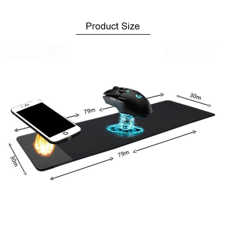 QI Standard Lighting Wireless Charger Thickening Computer Mouse Pad, Size: 79x30x0.7cm