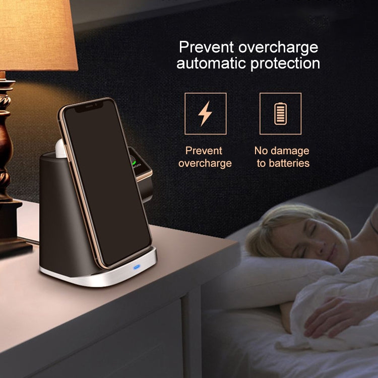 P8X QI Standard 3 in 1 Multifunctional Wireless Charger for iPhone / QI Phone & iWatch & AirPods