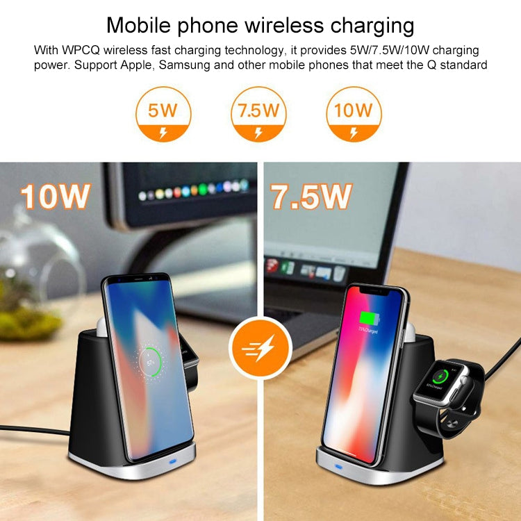 P8X QI Standard 3 in 1 Multifunctional Wireless Charger for iPhone / QI Phone & iWatch & AirPods