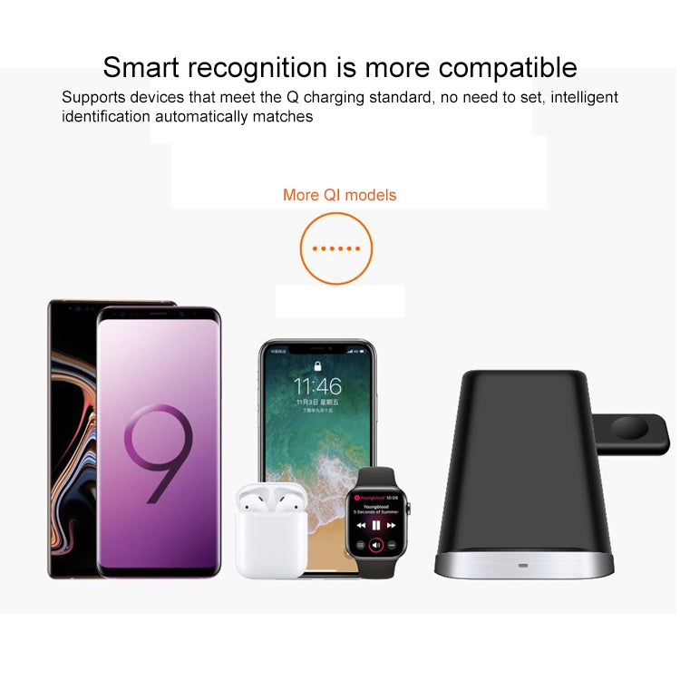 P8X QI Standard 3 in 1 Multifunctional Wireless Charger for iPhone / QI Phone & iWatch & AirPods