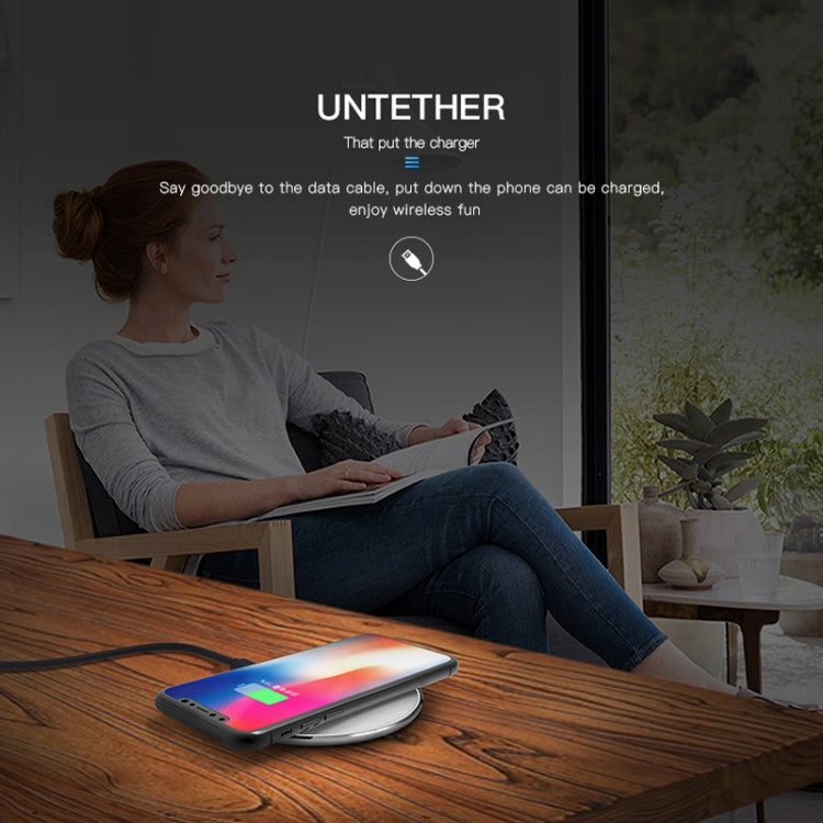 10W Desktop Intelligent Rapid Wireless Charger  Fast Chargering Pad ABS & Aluminum Alloy & Packing Clothï¼ŒFT01-C