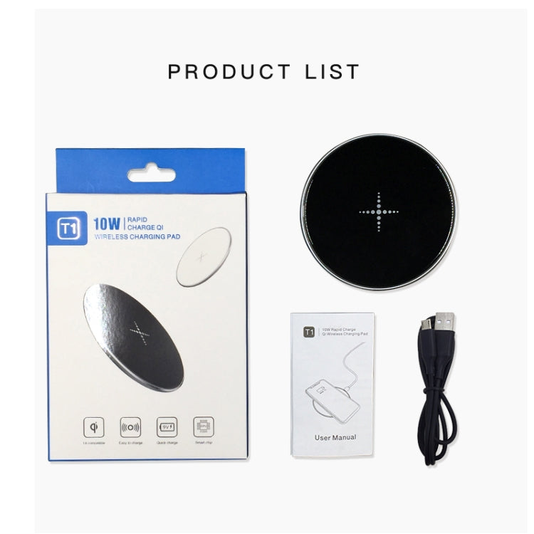 10W Desktop Intelligent Rapid Wireless Charger  Fast Chargering Pad ABS & Aluminum Alloy & Packing Clothï¼ŒFT01-C