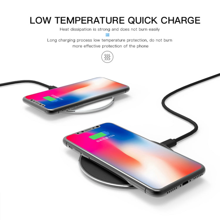 10W Desktop Intelligent Rapid Wireless Charger  Fast Chargering Pad ABS & Aluminum Alloy & Packing Clothï¼ŒFT01-C