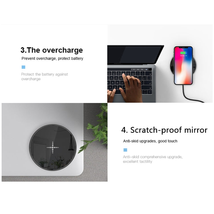 10W Desktop Intelligent Rapid Wireless Charger  Fast Chargering Pad ABS & Aluminum Alloy & Packing Clothï¼ŒFT01-C