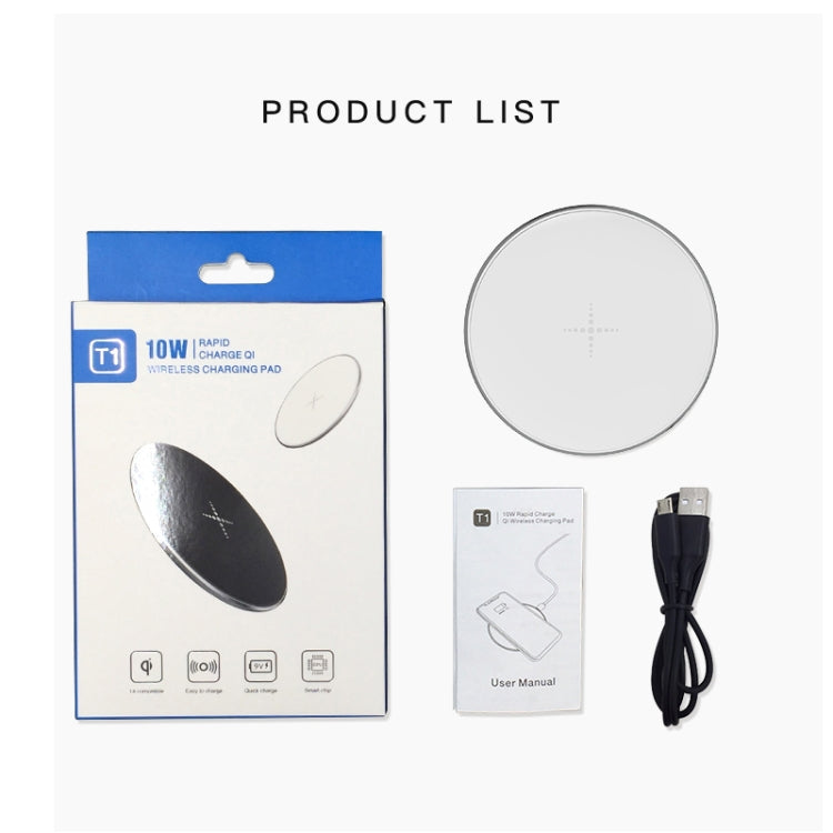 10W Desktop Intelligent Rapid Wireless Charger  Fast Chargering Pad ABS & Aluminum Alloy & Packing Clothï¼ŒFT01-C
