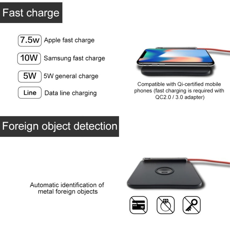CX803 10W QI Standard Multi-Port USB Wireless Fast Charging Charger for Apple&Samsung