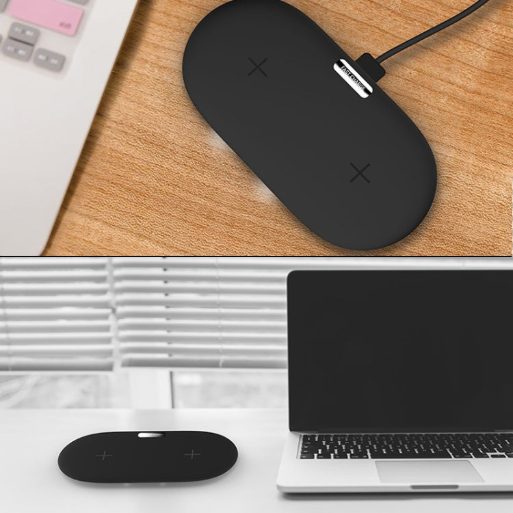 QX910F QI Standard 10W/7.5W Dual Charge Wireless Charger for Galaxy Note9 / S10 & AirPods 2 (Black)
