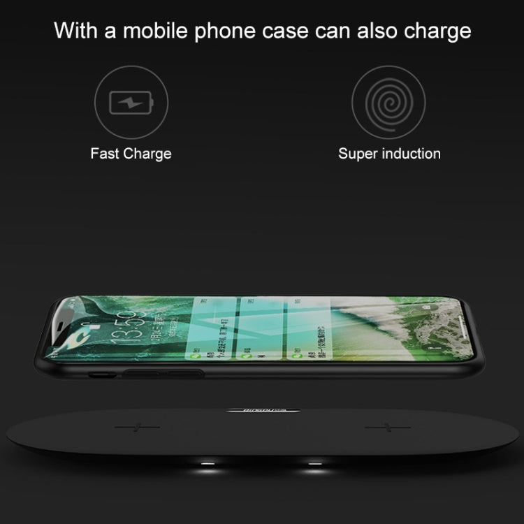 QX910F QI Standard 10W/7.5W Dual Charge Wireless Charger for Galaxy Note9 / S10 & AirPods 2 (Black)