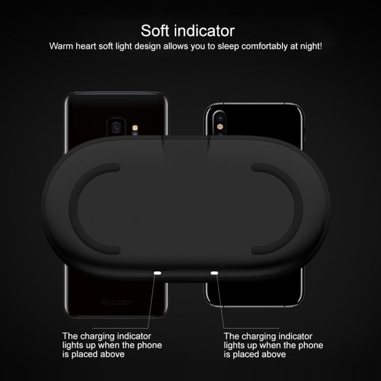 QX910F QI Standard 10W/7.5W Dual Charge Wireless Charger for Galaxy Note9 / S10 & AirPods 2 (Black)