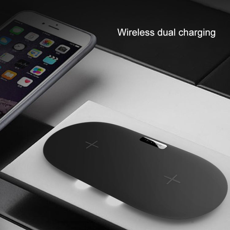 QX910F QI Standard 10W/7.5W Dual Charge Wireless Charger for Galaxy Note9 / S10 & AirPods 2 (Black)