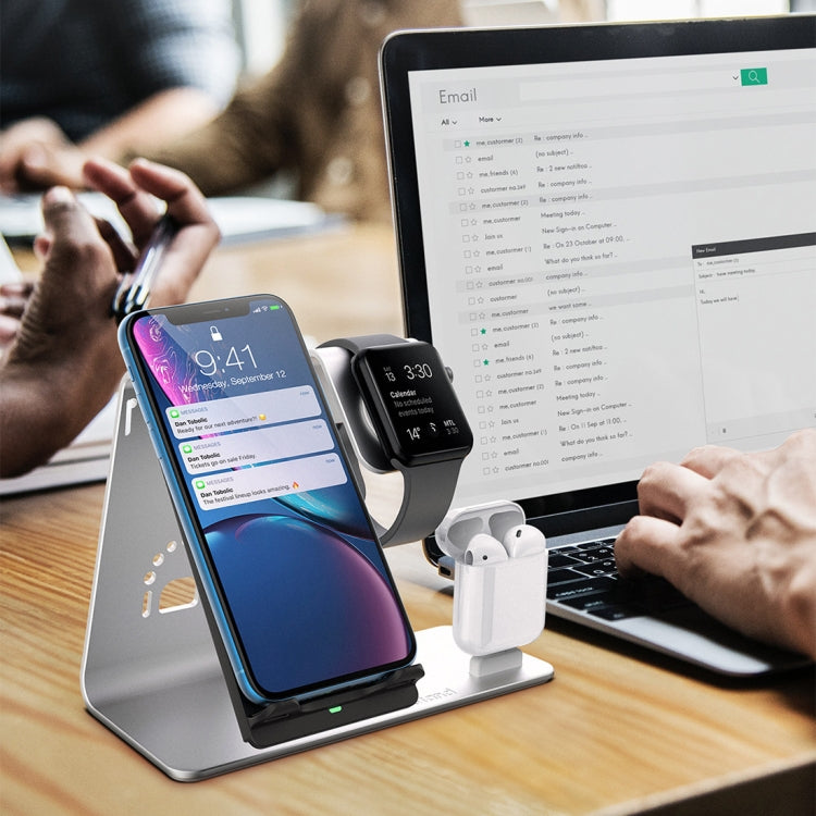 H05 QI Standard 3 in 1 Multifunctional Wireless Fast Charging Charger for Apple & iWatch & AirPods