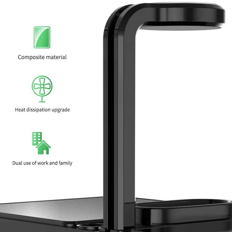 864 4 in 1 10W Qi Standard Wireless Charger for Mobile Phones & iWatch & AirPods (Black)