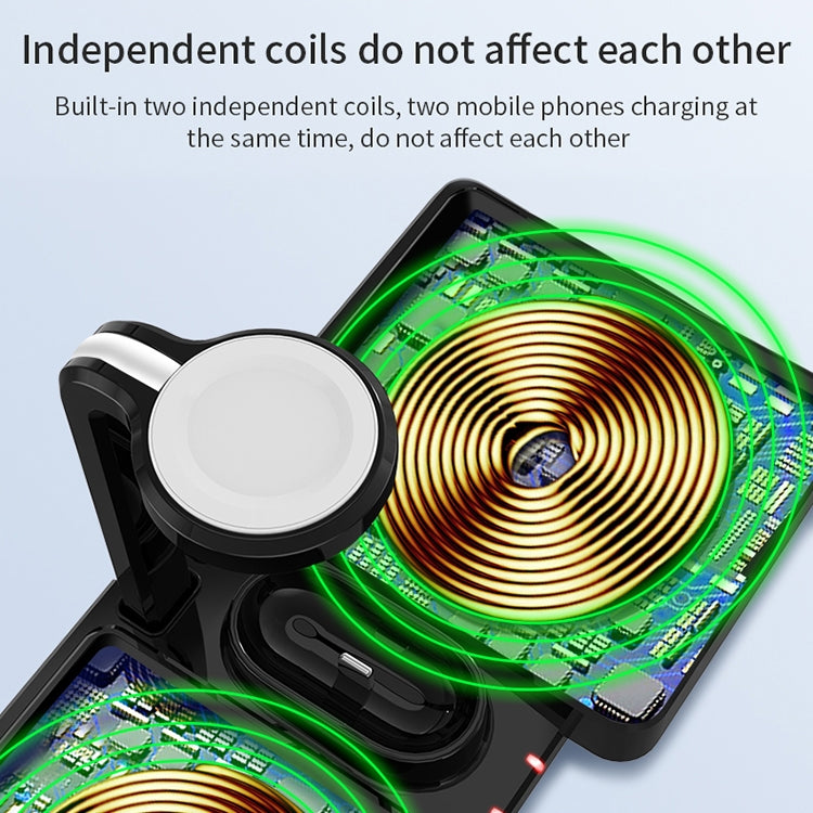 864 4 in 1 10W Qi Standard Wireless Charger for Mobile Phones & iWatch & AirPods (Black)