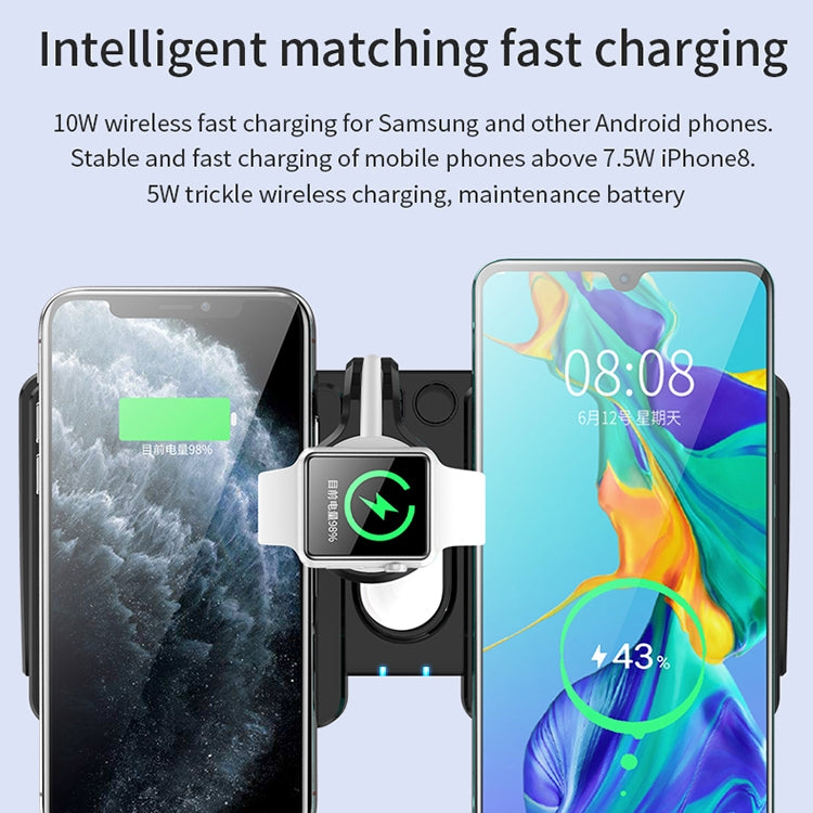 864 4 in 1 10W Qi Standard Wireless Charger for Mobile Phones & iWatch & AirPods (Black)