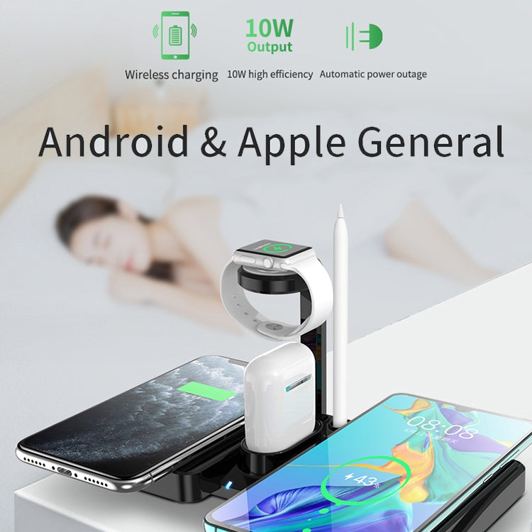 864 4 in 1 10W Qi Standard Wireless Charger for Mobile Phones & iWatch & AirPods (Black)