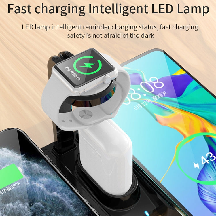 864 4 in 1 10W Qi Standard Wireless Charger for Mobile Phones & iWatch & AirPods (Black)