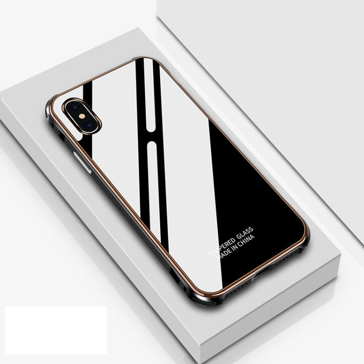 For iPhone X / XS Crystal Cube Shockproof Airbag Tempered Glass + Metal Frame Case
