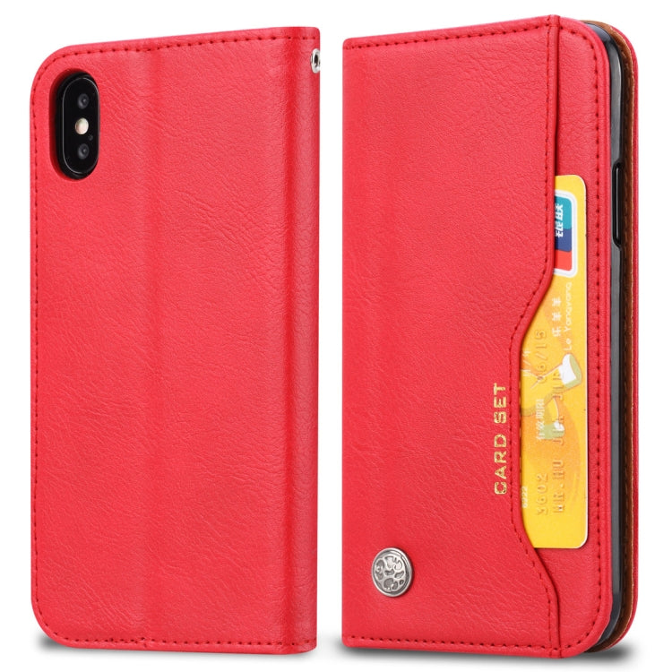 For iPhone X / XS Knead Skin Texture Horizontal Flip Leather Case with Photo Frame & Holder & Card Slots & Wallet
