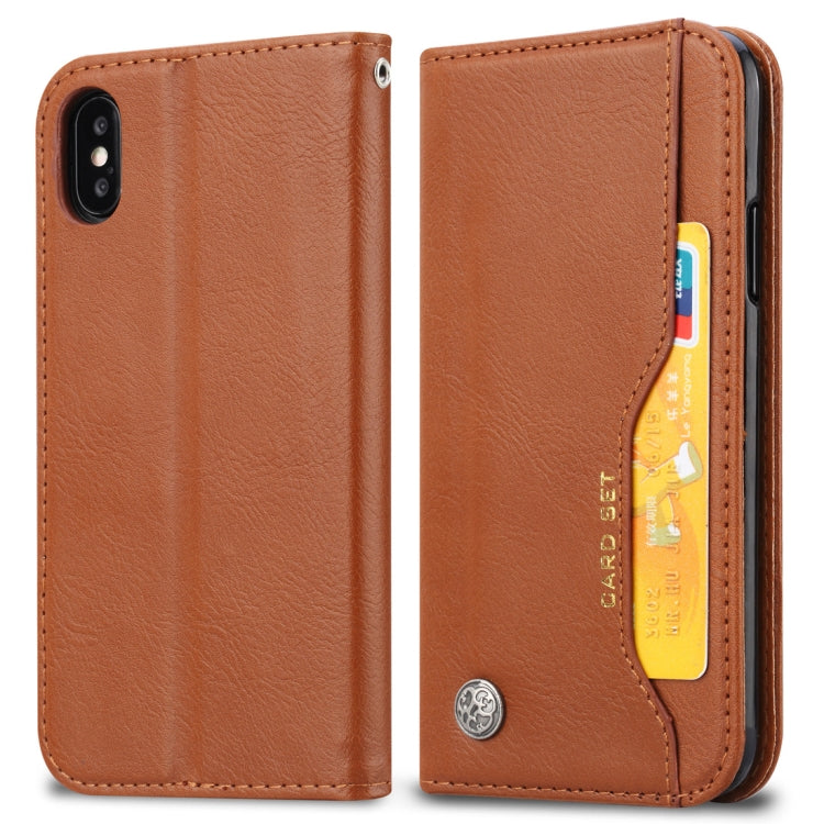 For iPhone X / XS Knead Skin Texture Horizontal Flip Leather Case with Photo Frame & Holder & Card Slots & Wallet