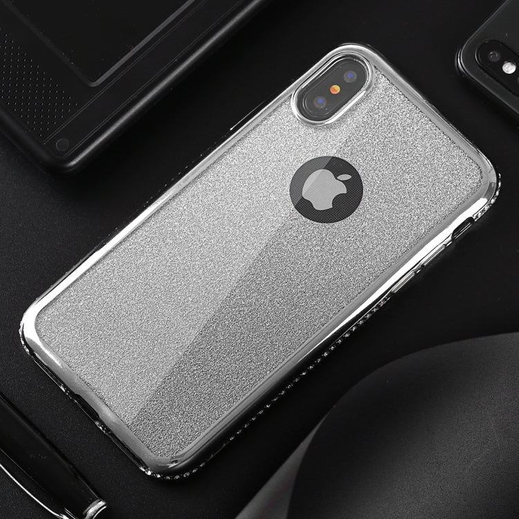 For iPhone X / XS Diamond Border TPU Protective Case (Silver)