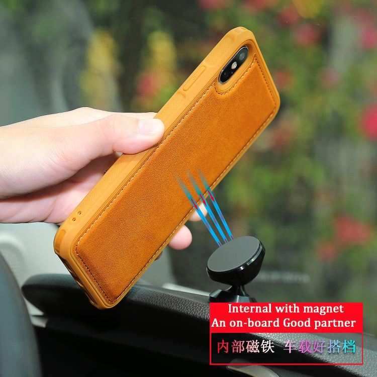 For iPhone X / XS Magnetic Shockproof TPU + PC + PU Leather Pasted Case