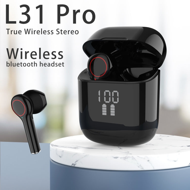 L31 pro Bluetooth 5.0 TWS Digital Display Touch Wireless Bluetooth Earphone (Black)