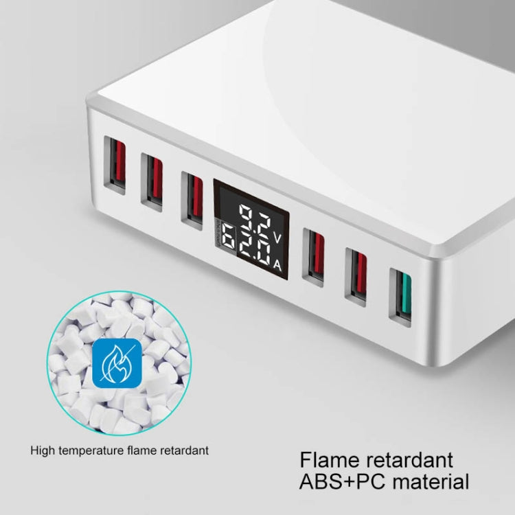 WLX-T9+ 40W 6 In 1 Multi-function Mini Smart Digital Display USB Charger(White)