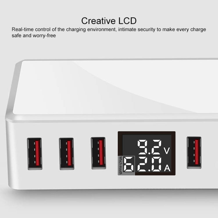 WLX-T9+ 40W 6 In 1 Multi-function Mini Smart Digital Display USB Charger(White)