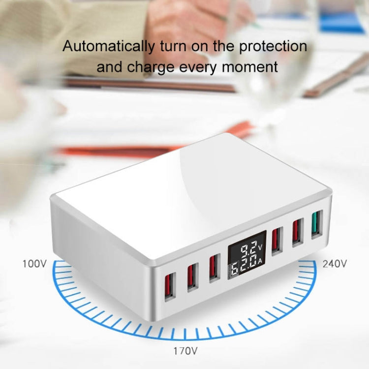 WLX-T9+ 40W 6 In 1 Multi-function Mini Smart Digital Display USB Charger(White)