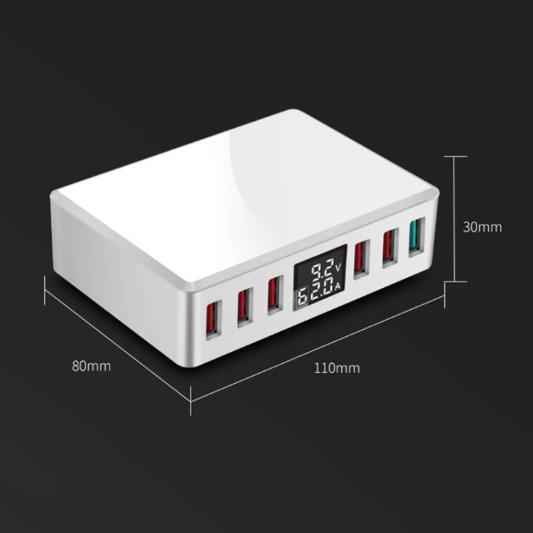 WLX-T9+ 40W 6 In 1 Multi-function Mini Smart Digital Display USB Charger(White)