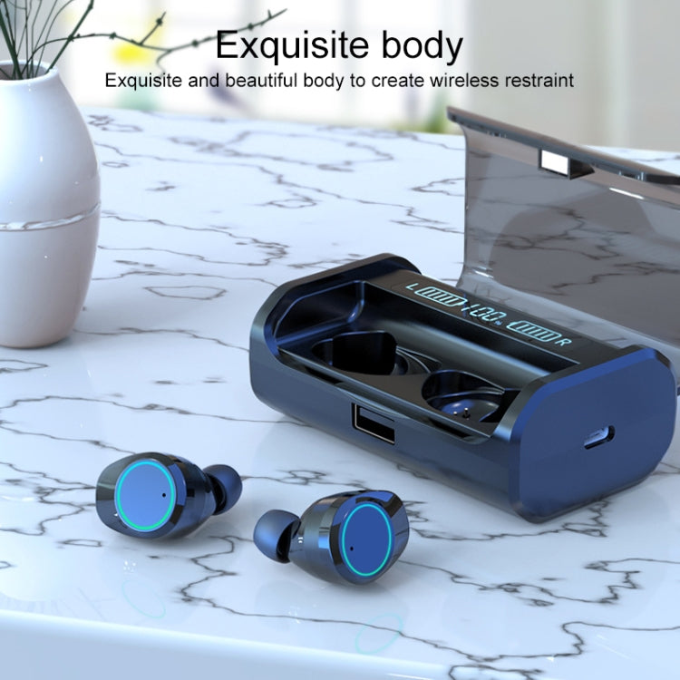 G06 TWS Noise Cancelling V5.0 Wireless Stereo Bluetooth Headset with Charging Case and LED Display(Black)