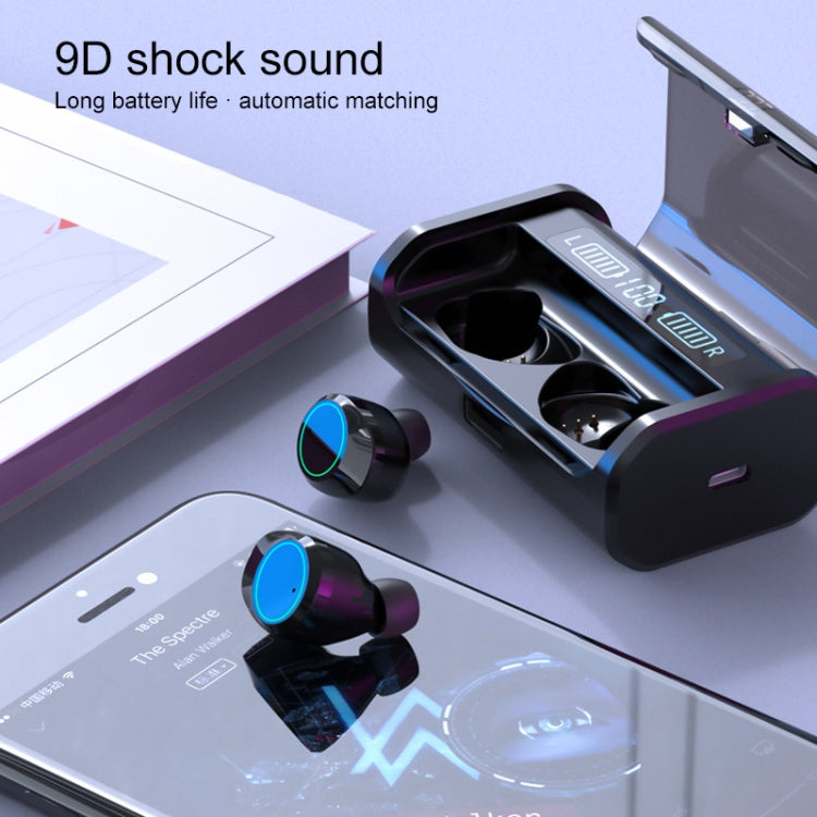 G06 TWS Noise Cancelling V5.0 Wireless Stereo Bluetooth Headset with Charging Case and LED Display(Black)