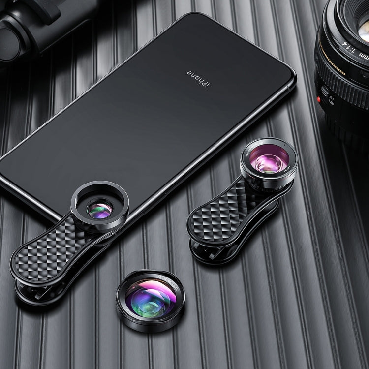ROCK RCB0754 3 in 1 120 Degree Wide Angle + 230 Degree Fisheye + 15X Macro Universal Mobile Phone Lens Set(Black)