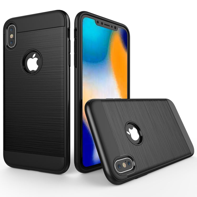 For iPhone XR Brushed Texture Shockproof Rugged Armor Protective Case
