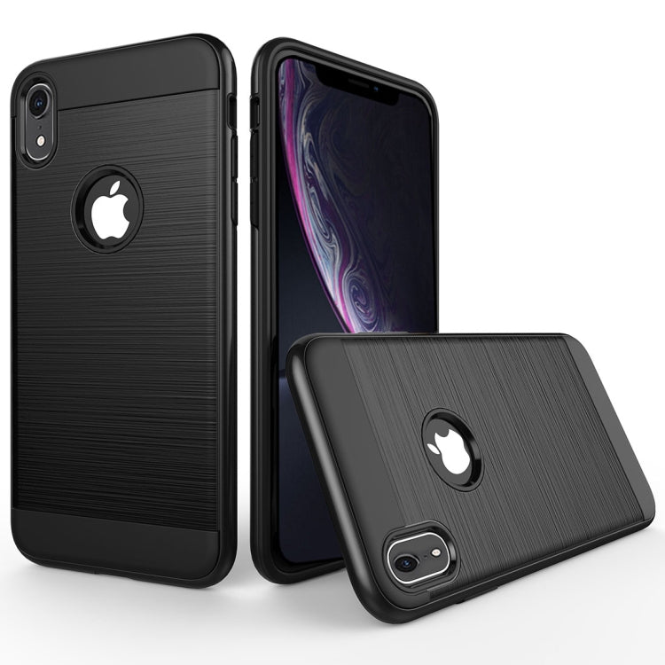 For iPhone XR Brushed Texture Shockproof Rugged Armor Protective Case