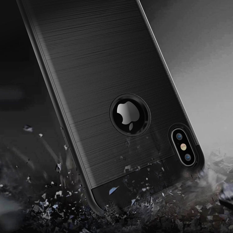 For iPhone XR Brushed Texture Shockproof Rugged Armor Protective Case