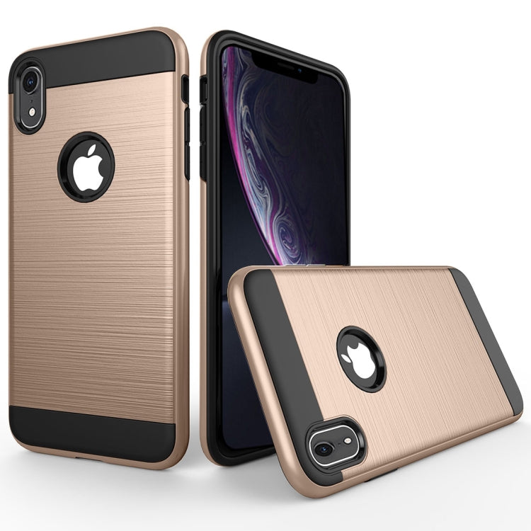 For iPhone XR Brushed Texture Shockproof Rugged Armor Protective Case