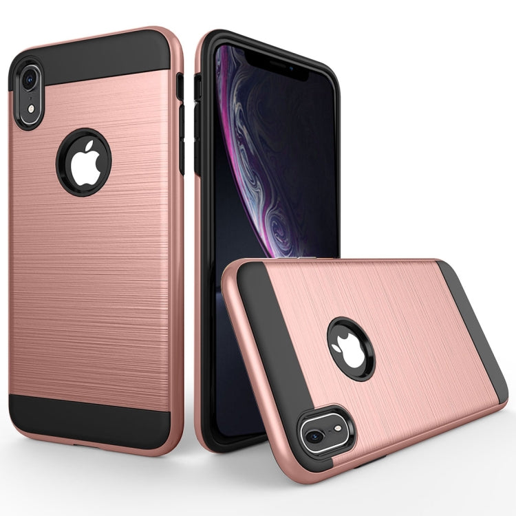 For iPhone XR Brushed Texture Shockproof Rugged Armor Protective Case