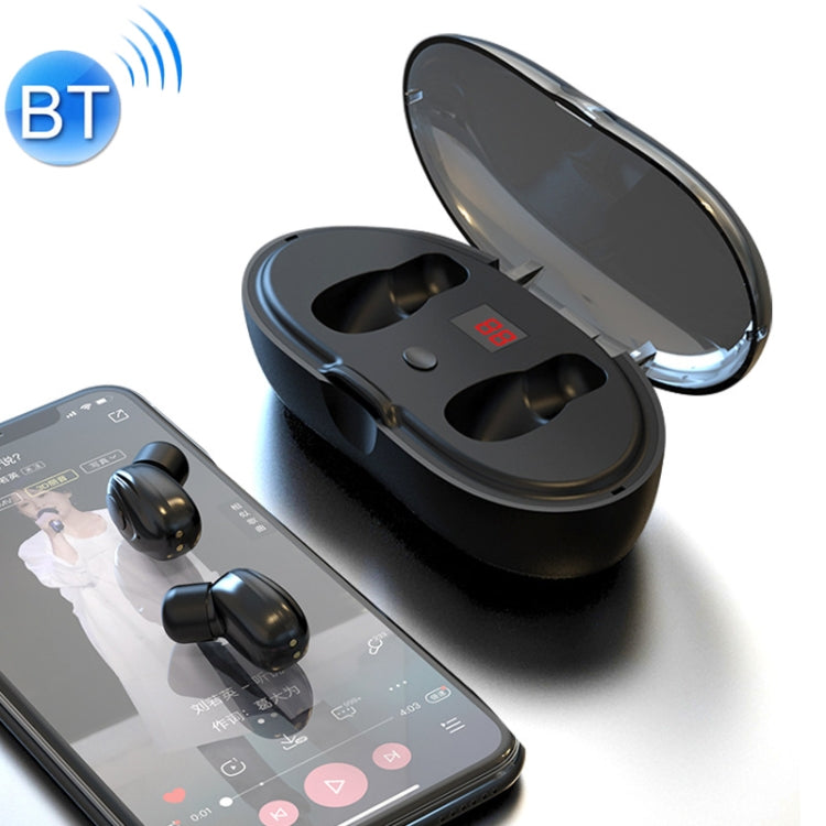 W23 TWS V5.0 Bluetooth Earphone with Charging Box, Battery Display Function(Black)