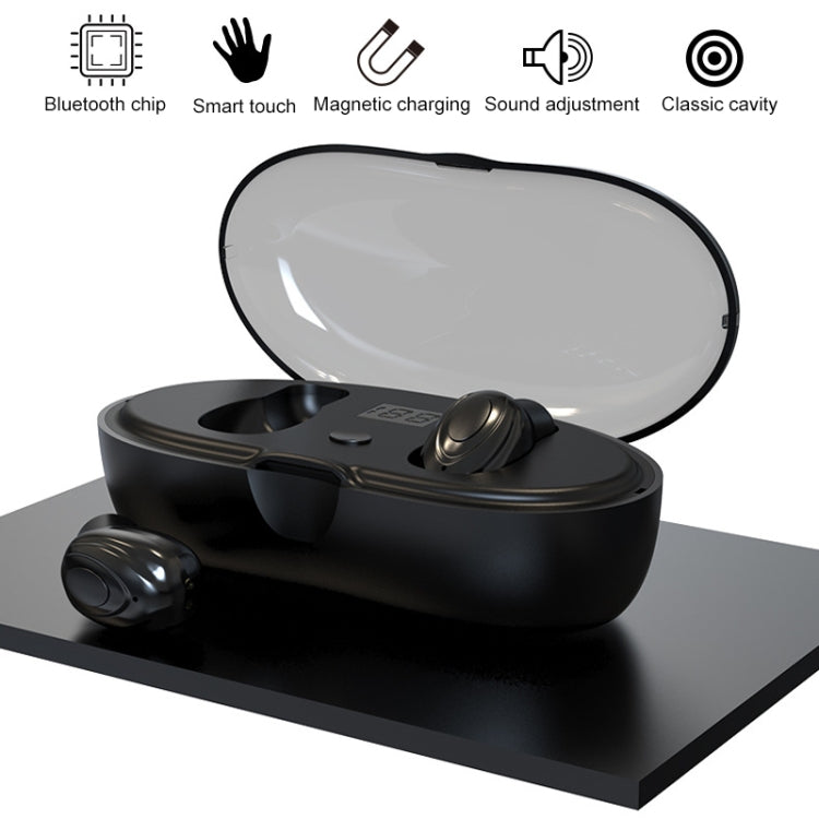 W23 TWS V5.0 Bluetooth Earphone with Charging Box, Battery Display Function(Black)