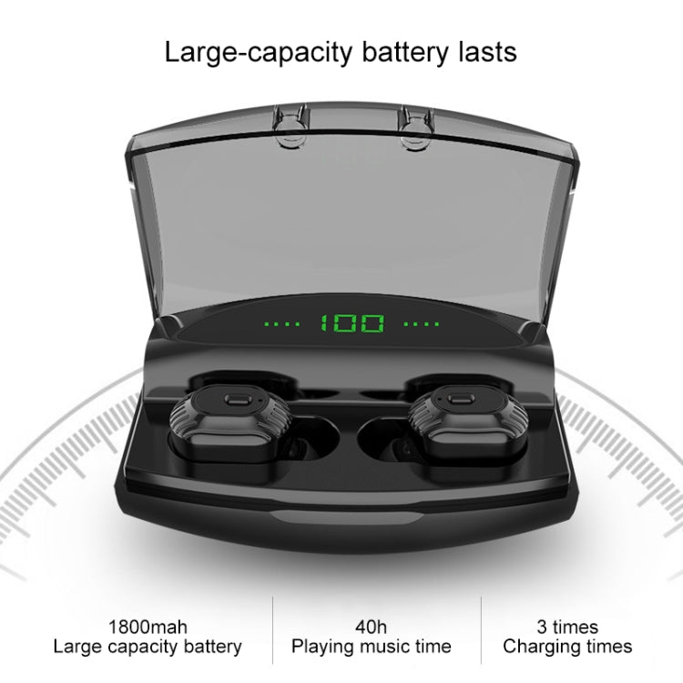 XG-20 TWS Bluetooth Earphone with Magnetic Charging Box, Support Memory Connection & Call & Battery Display Function(Black)