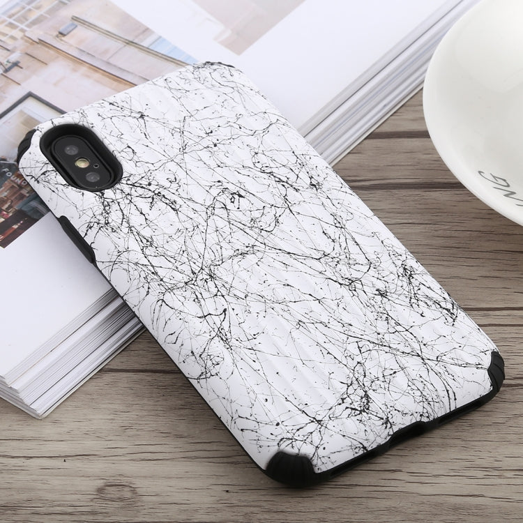 For iPhone X / XS Travel Box Shape Painted Marble Protective TPU + PC Case